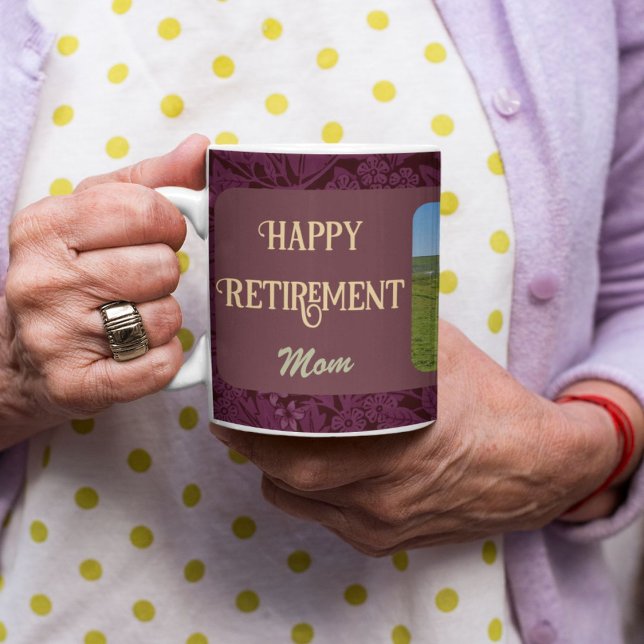 Personalised Happy Retirement Gifts for Mum Red Coffee Mug (Personalized Happy Retirement Gifts for Mom Red Coffee Mug)