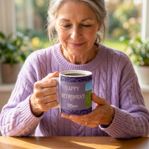 Personalised Happy Retirement Gifts for Mum Violet Coffee Mug