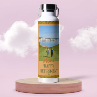 Personalised Happy Retirement Gifts for Mum Yellow Water Bottle