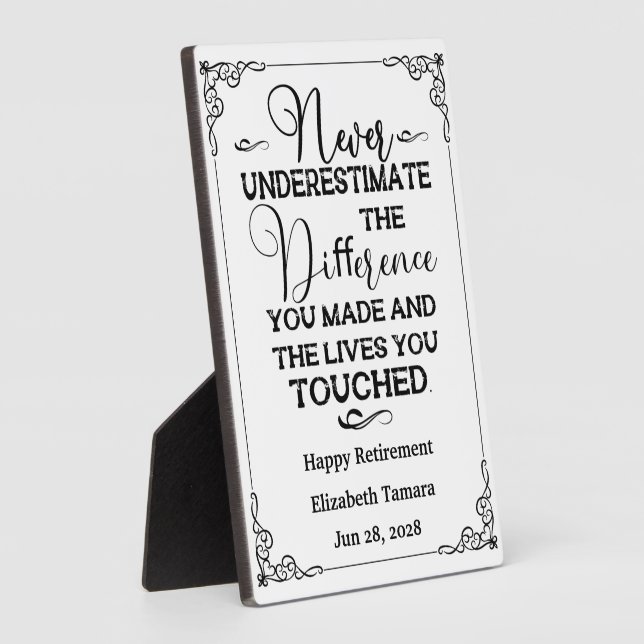 Personalised Happy Retirement quotes  Plaque (Side)