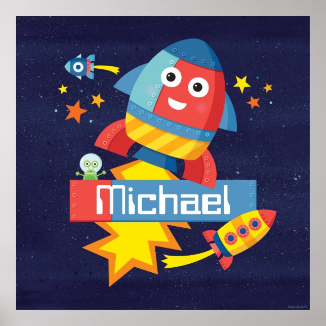 Personalised Happy Rocket Print (Front)