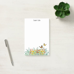 Personalised Happy Spring Flowers Butterfly  Post-it Notes