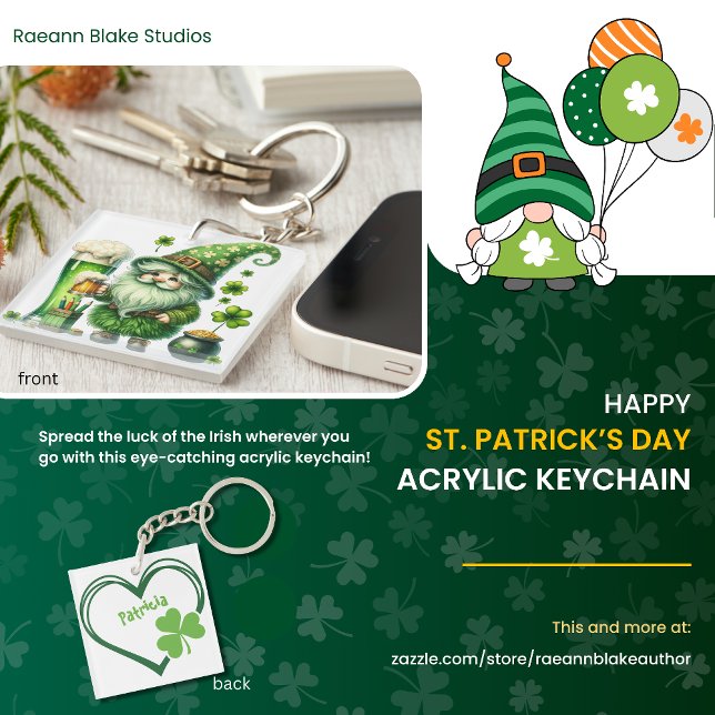 Personalised Happy St. Patrick's Day Acrylic  Key Ring (Creator Uploaded)
