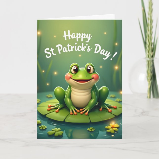 Personalised Happy St. Patrick's Day Frog Card (Front)