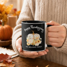 Personalised Happy Thanksgiving Floral Pumpkin