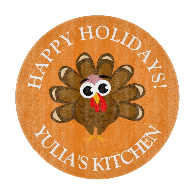 Personalised Happy Thanksgiving Turkey Day Holiday Cutting Board (Front)