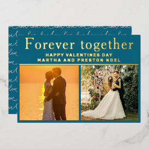 Personalised Happy Valentines Day 3 Photo Foil Holiday Card