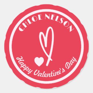Personalised Happy Valentine's Day | Custom Name  Classic Round Sticker