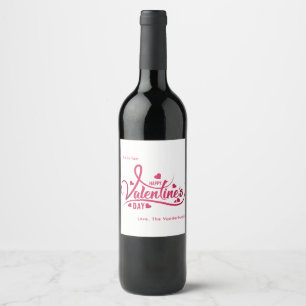 Personalised Happy Valentines Day Script Wine Label