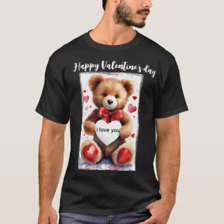 Personalised Happy Valentine's Day Teddy Bear T-Shirt