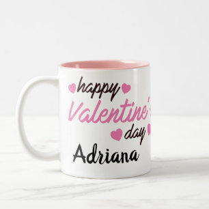 Personalised Happy Valentine's Day Two-Tone Coffee Mug