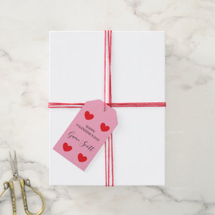 Personalised Happy Valentine's red heart pink Gift Tags