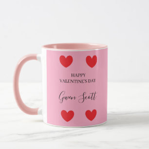Personalised Happy Valentine's red heart pink Mug