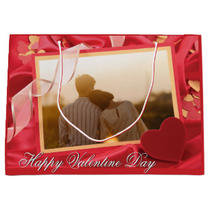 Personalised Happy Valentines's Day Photo   Large Gift Bag