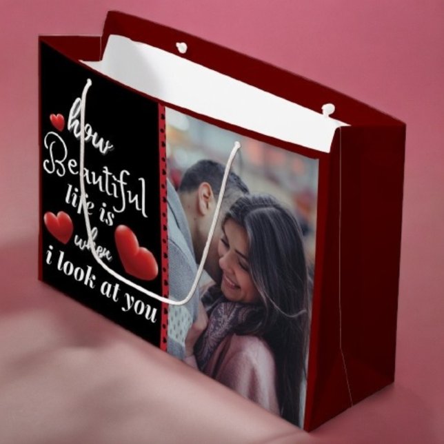 Personalised Happy Valentines's Day Photo   Large Gift Bag (Creator Uploaded)