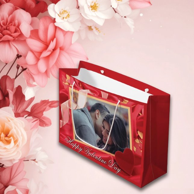 Personalised Happy Valentines's Day Photo Large Gift Bag (Creator Uploaded)