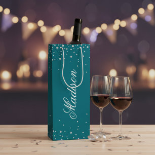 Personalised Harbour Blue Diamonds Wine Gift Bag
