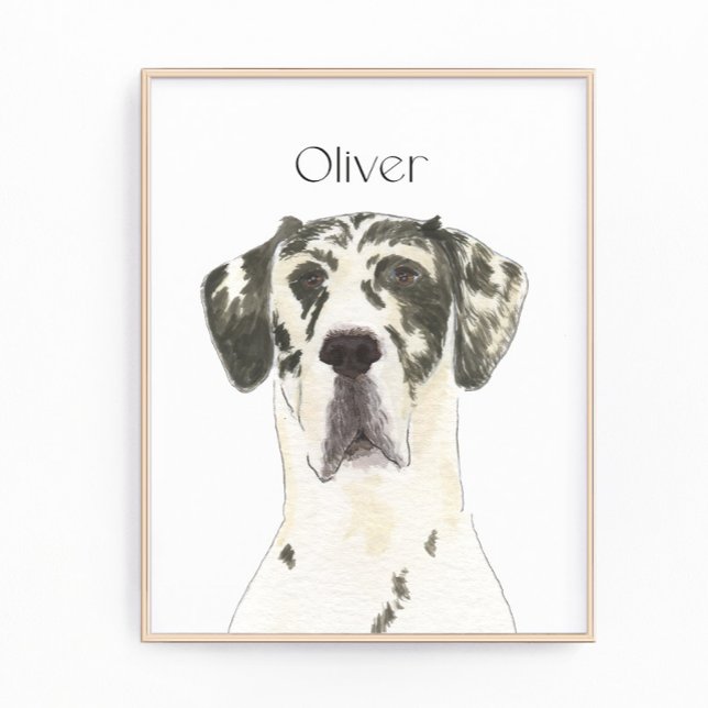 Personalised Harlequin Great Dane Art Photo Print (Creator Uploaded)