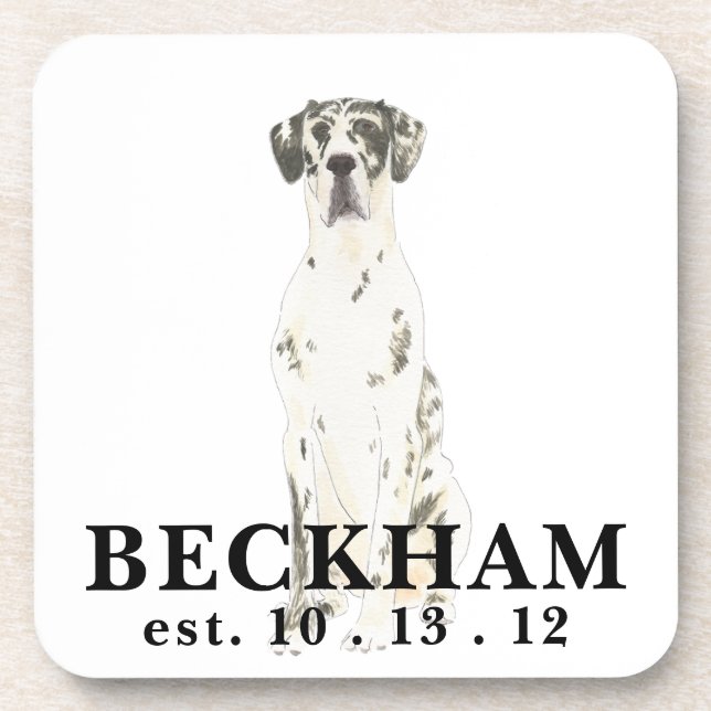 Personalised Harlequin Great Dane Coaster (Front)
