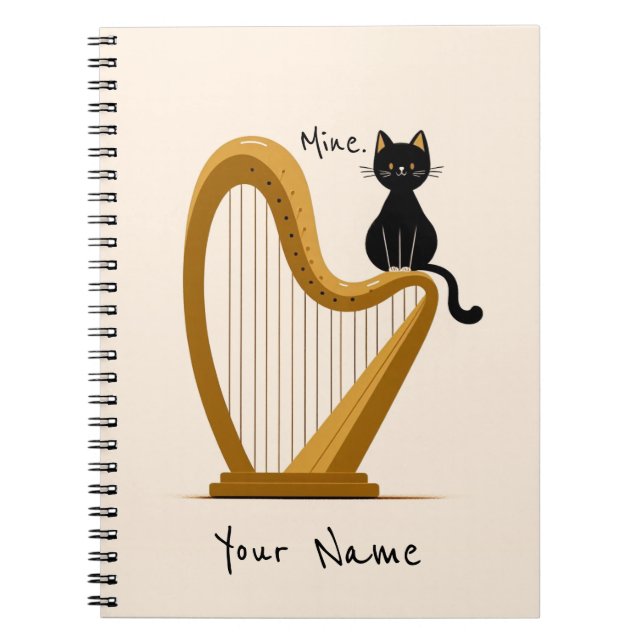 Personalised Harp and Cat Notebook (Front)