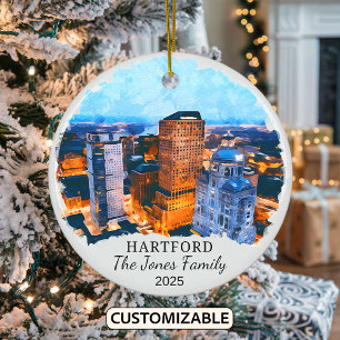 Personalised Hartford Ornament, Connecticut State Ceramic Ornament