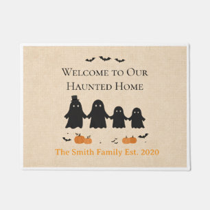 Personalised Haunted Home Halloween Ghost Family  Doormat