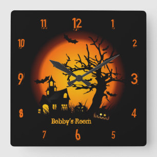 Personalised Haunted House Halloween Wall Clock