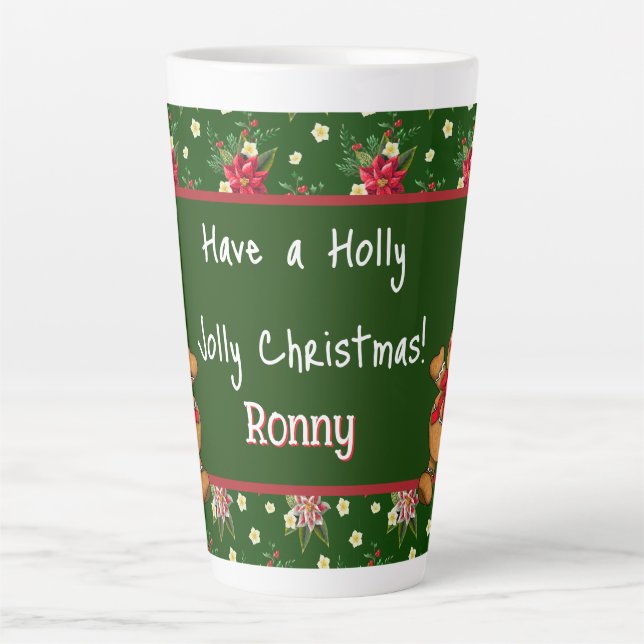Personalised Have A Holly Jolly Christmas Latte Mug (Front)