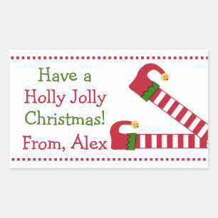 Personalised Have A Holly Jolly Christmas Rectangular Sticker