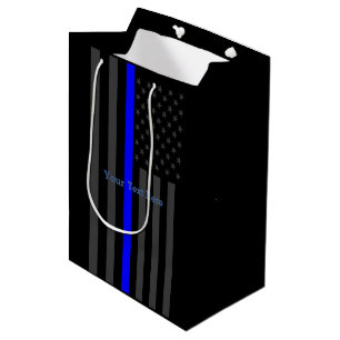 Personalised Have Your Text Thin Blue Line US Flag Medium Gift Bag