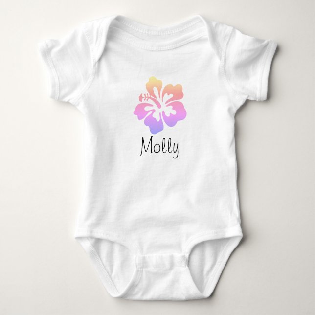 Personalised Hawaiian Flower Hibiscus Pastel Baby Bodysuit (Front)