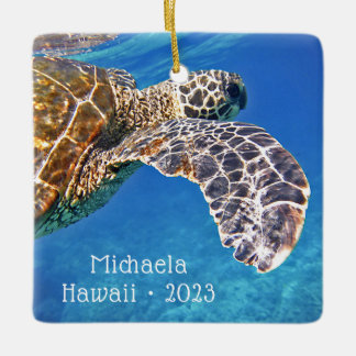 Personalised Hawaiian Sea Turtle Ceramic Ornament
