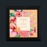 Personalised Hawaiian Tropical Floral Splash Gift Box<br><div class="desc">Personalise your wedding tote with couples names,  wedding date,  and the name of your wedding party member or a fun quote. Freeform watercolor flowers splashed with tropical colour. Hawaiian floral elements in colours of mango orange ice,  jungle green,  plumeria pink.</div>