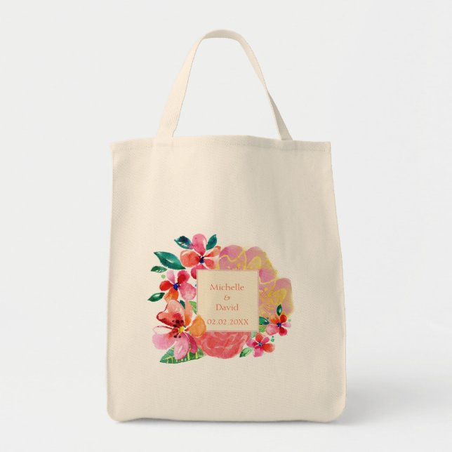 Personalised Hawaiian Tropical Floral Splash Tote Bag (Front)
