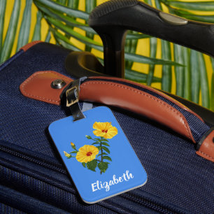 Personalised Hawaiian Yellow Hibiscus Art Luggage Tag