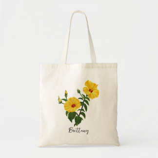 Personalised Hawaiian yellow hibiscus art Tote Bag