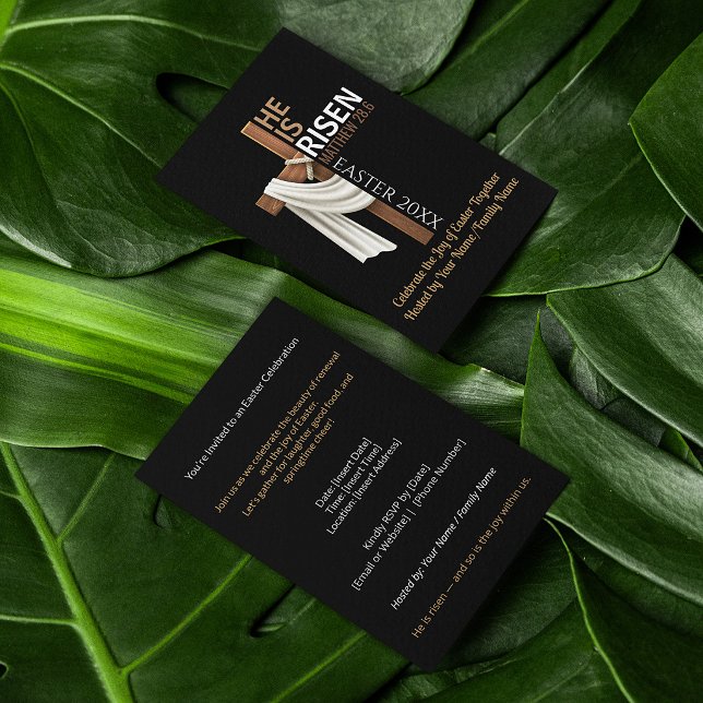 Personalised He Is Risen Easter Party Cross Invitation (Creator Uploaded)
