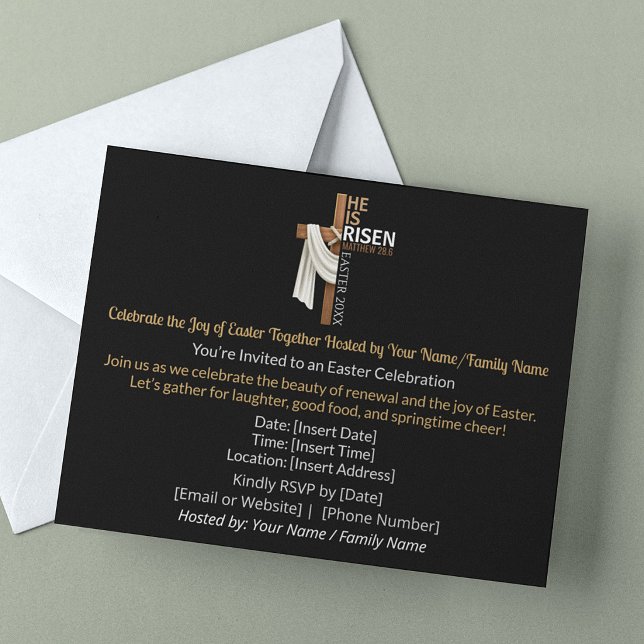 Personalised He Is Risen Easter Party Invitation Postcard (Creator Uploaded)