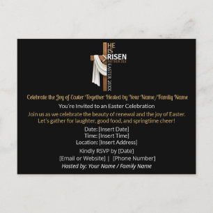 Personalised He Is Risen Easter Party Invitation Postcard