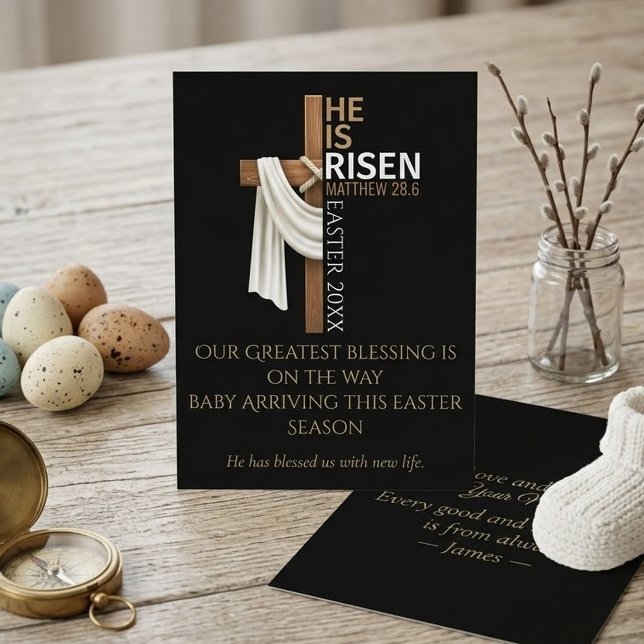 Personalised He Is Risen Easter Pregnancy Announcement (Creator Uploaded)