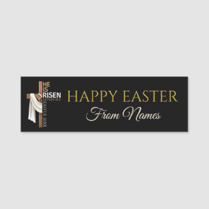 Personalised He Is Risen Happy Easter Add Custom Name Tag