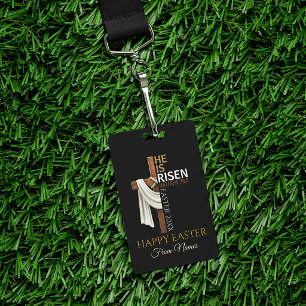Personalised He Is Risen Happy Easter Add Name ID Badge