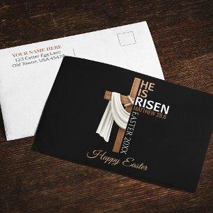 Personalised He Is Risen Happy Easter Christian Postcard