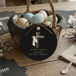 Personalised He Is Risen Happy Easter Favour Tags