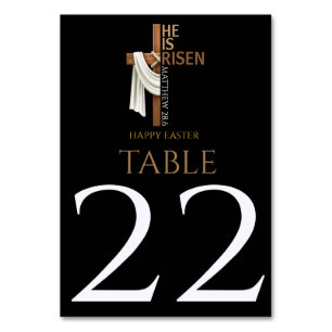 Personalised He Is Risen Happy Easter Table Number