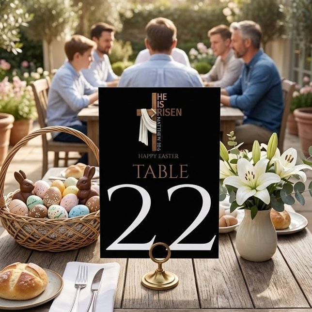 Personalised He Is Risen Happy Easter Table Number (Creator Uploaded)