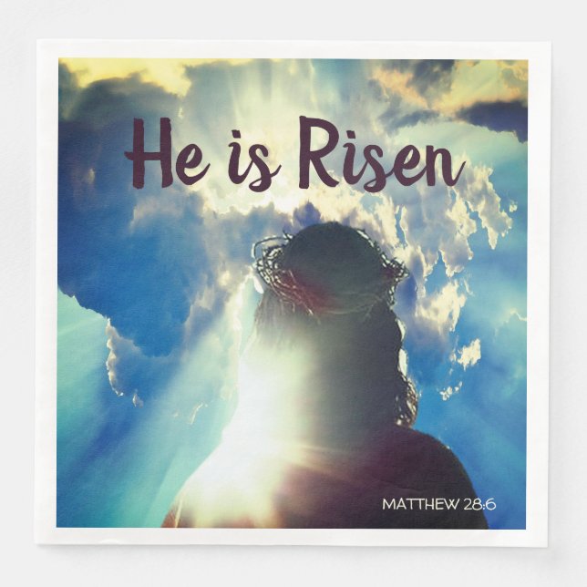 Personalised HE IS RISEN Religious Jesus Easter Napkin (Front)