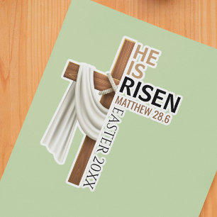 Personalised He Is Risen Vintage Easter Cross