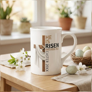 Personalised He Is Risen Vintage Easter Cross Bone China Mug