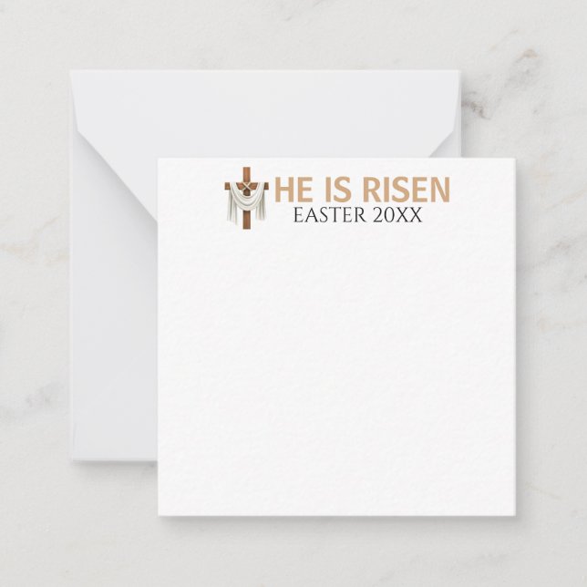 Personalised He Is Risen Vintage Easter Cross Card (Front)